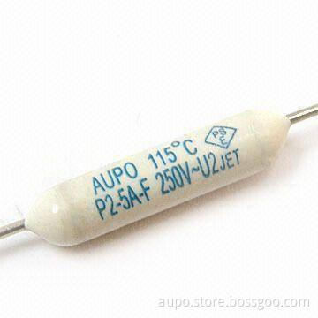 Thermal Cutoff Fuse with 1A Rated Current, 250V Rated Voltage, and Compact Epoxy Sealed Construction